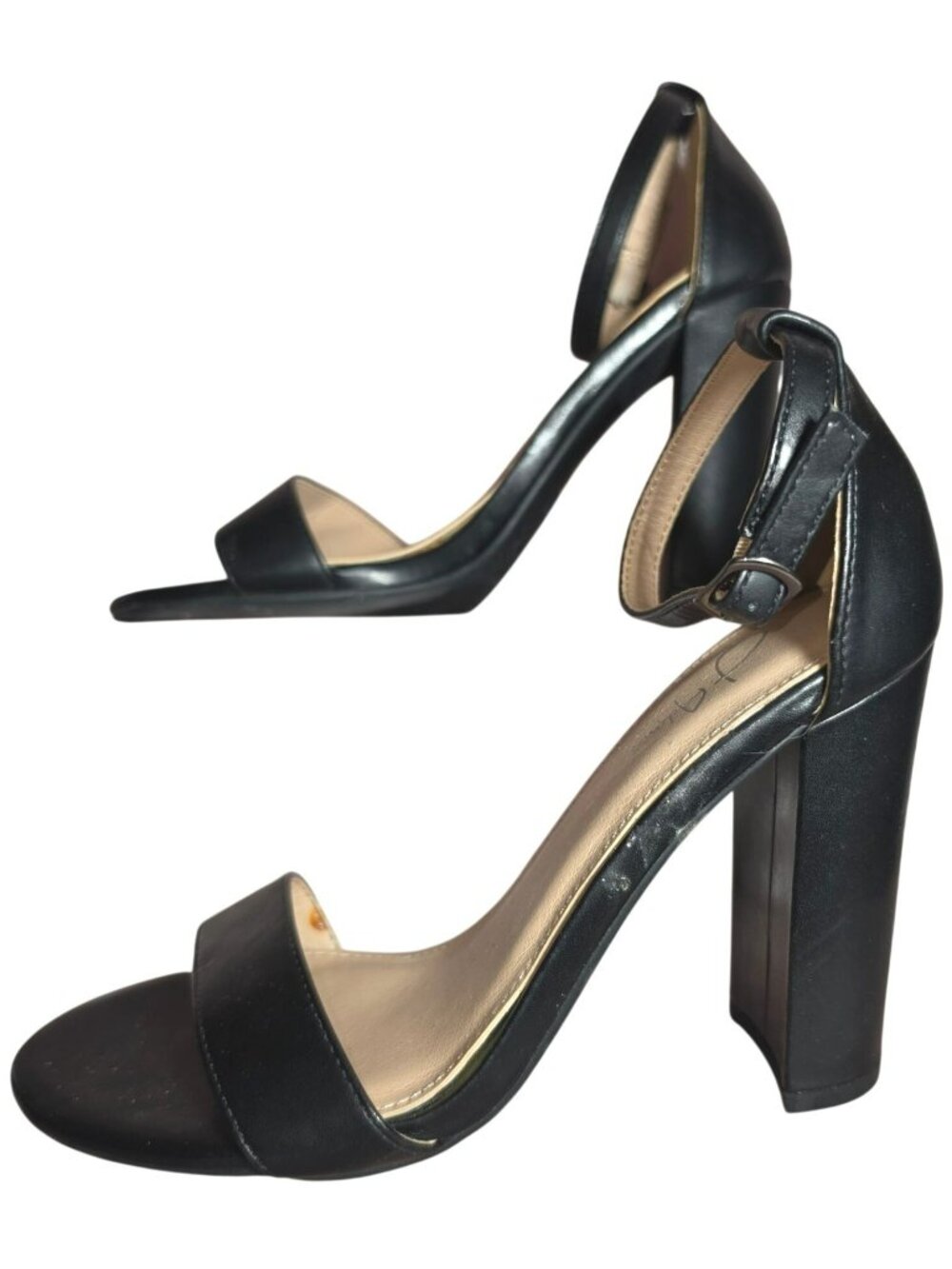 Women's J Adams Shirley Black Ankle Strap Heels Sandals Size 6 Toe Strap